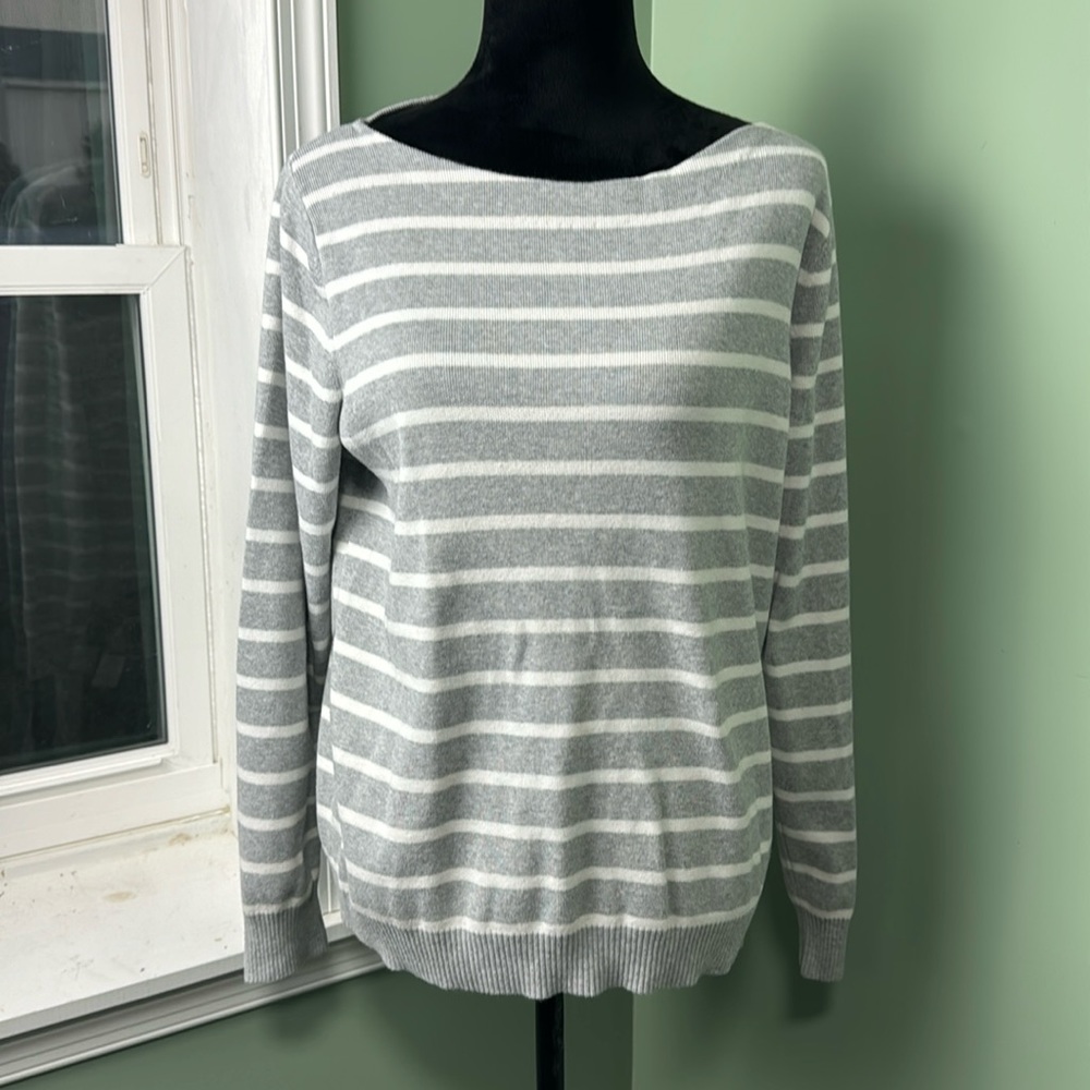 Tommy Hilfiger, gray and white striped sweater XXL
